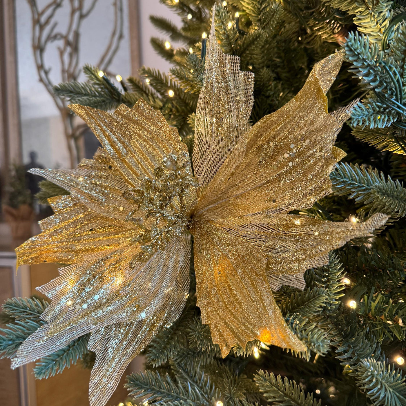 Gold Poinsettia Flower with stem