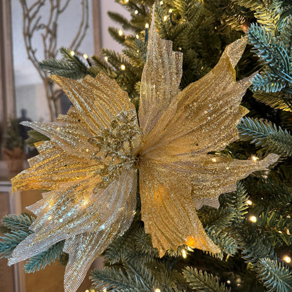 Gold Poinsettia Flower with stem