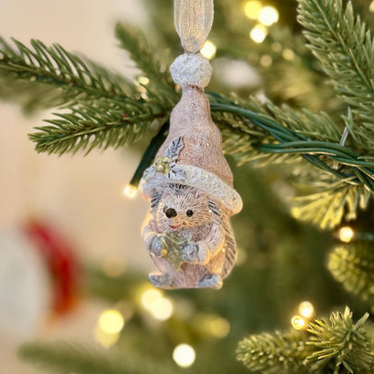 Mini Glitter Hedgehog Christmas Bauble