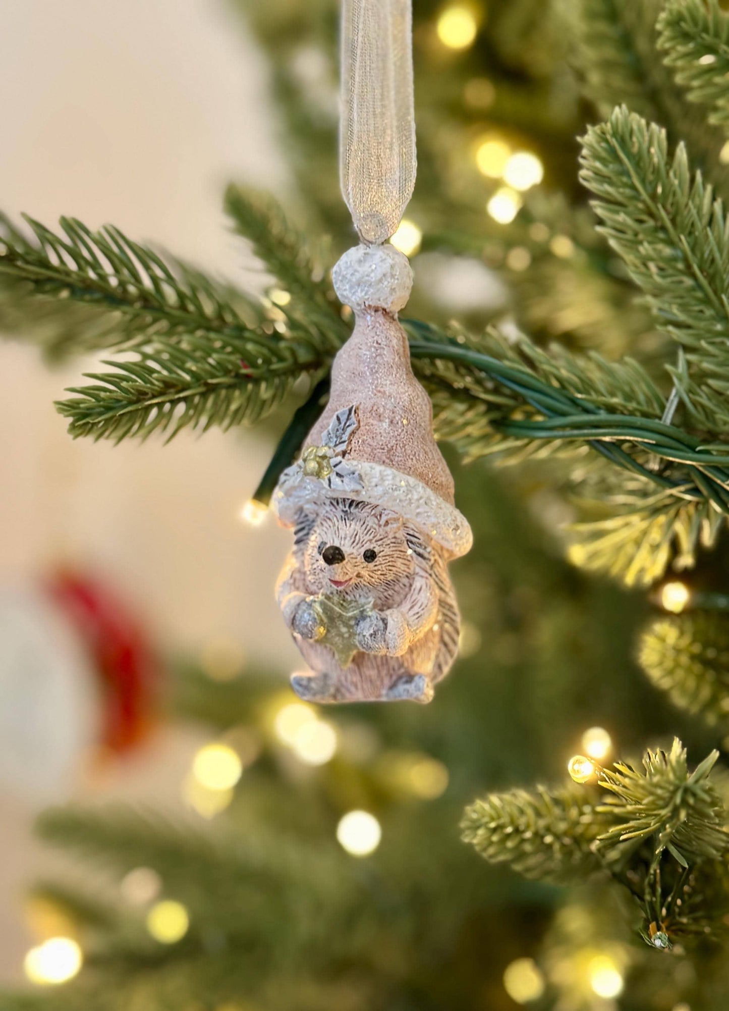 Mini Glitter Hedgehog Christmas Bauble