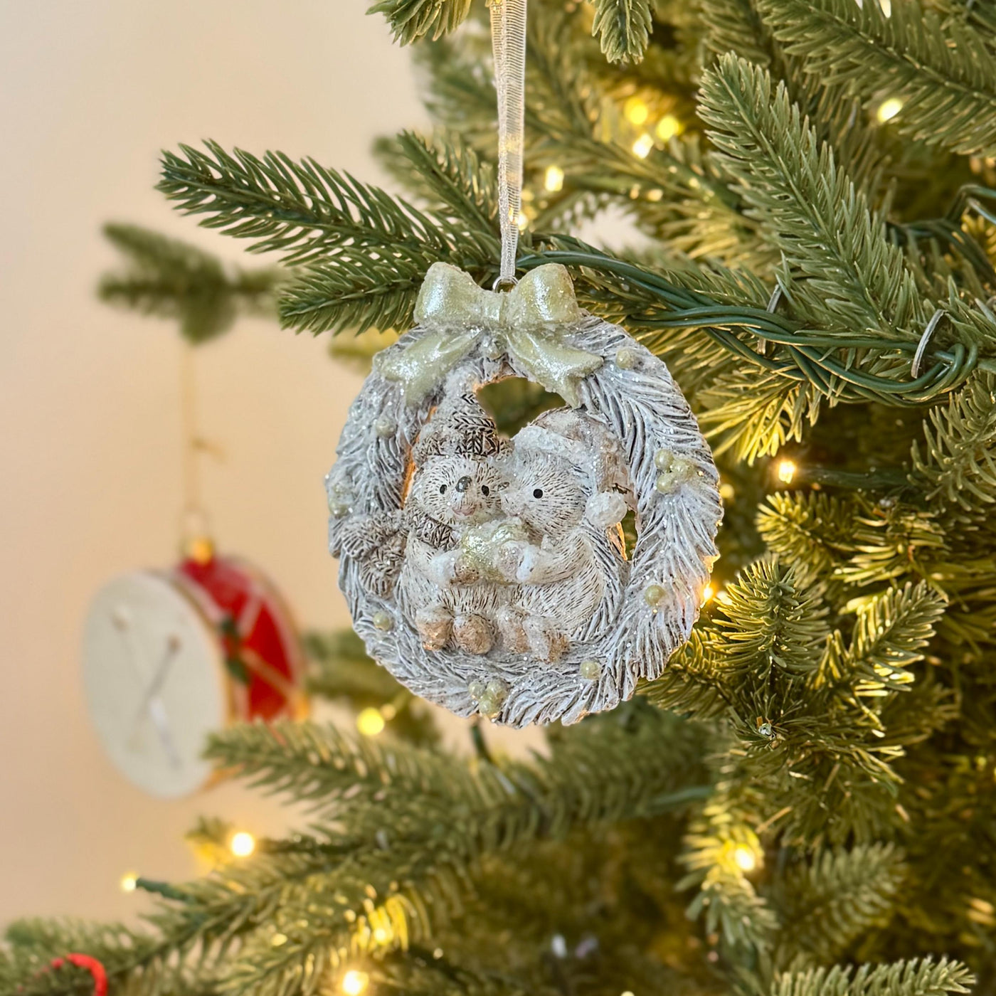 Hedgehog Wreath Christmas Bauble