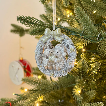 Hedgehog Wreath Christmas Bauble