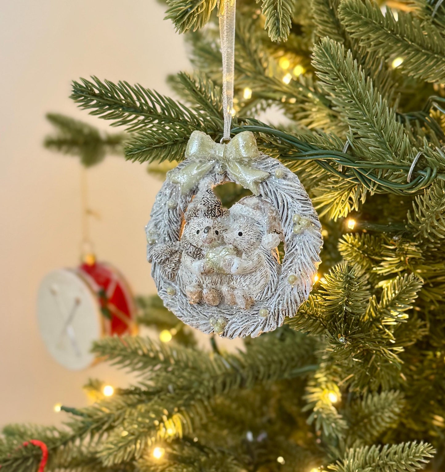 Hedgehog Wreath Christmas Bauble