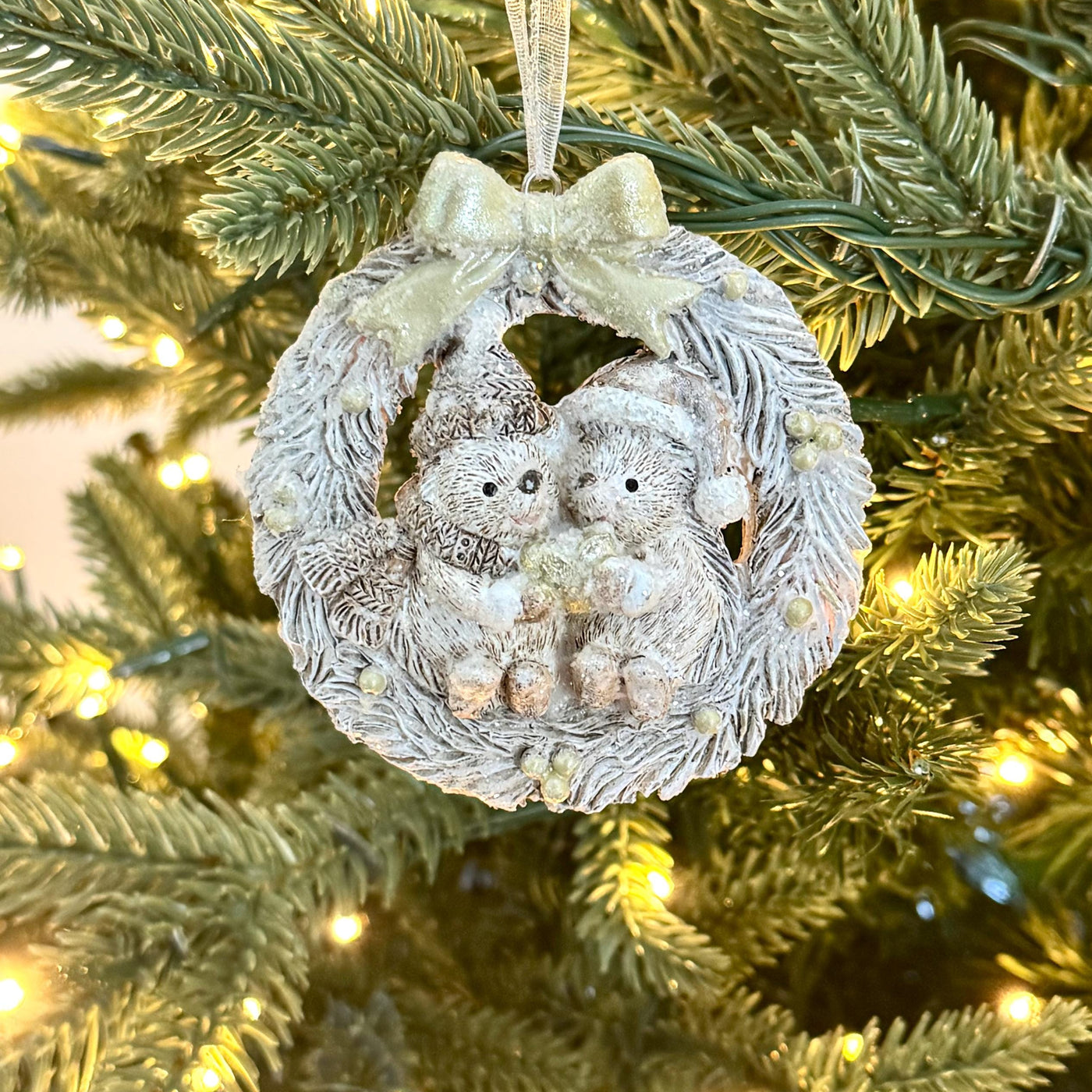 Hedgehog Wreath Christmas Bauble