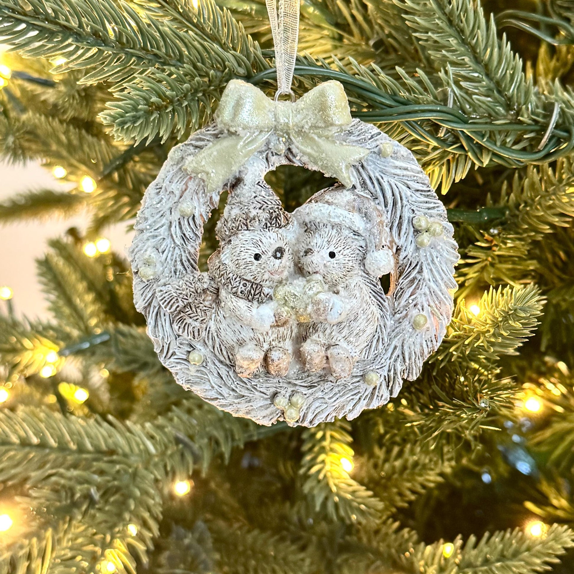 Hedgehog Wreath Christmas Bauble