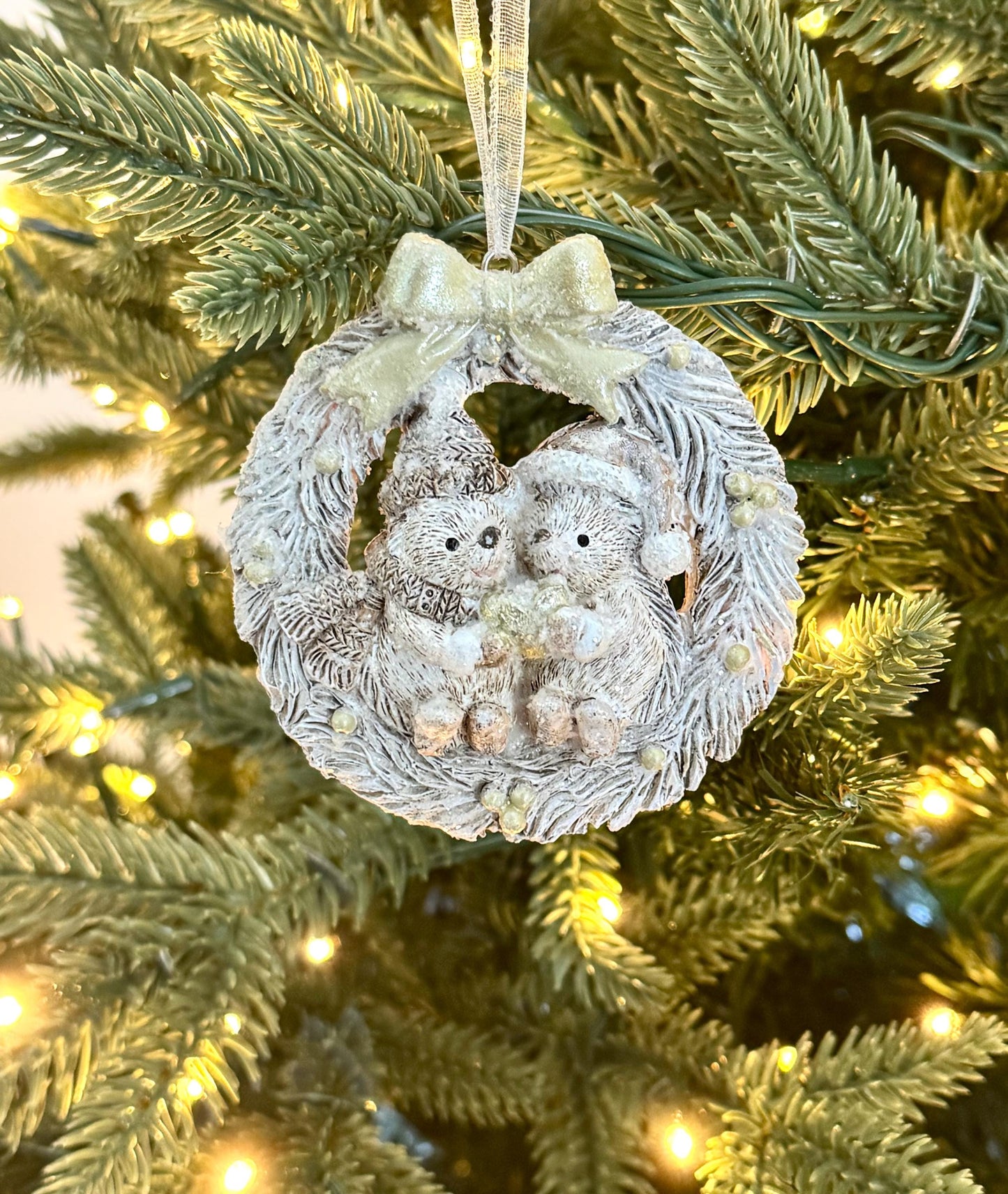 Hedgehog Wreath Christmas Bauble