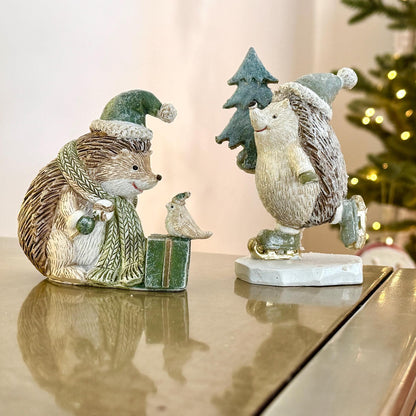 Christmas Hedgehog Ornaments – Woodland Winter Decorations – Skating Hedgehog