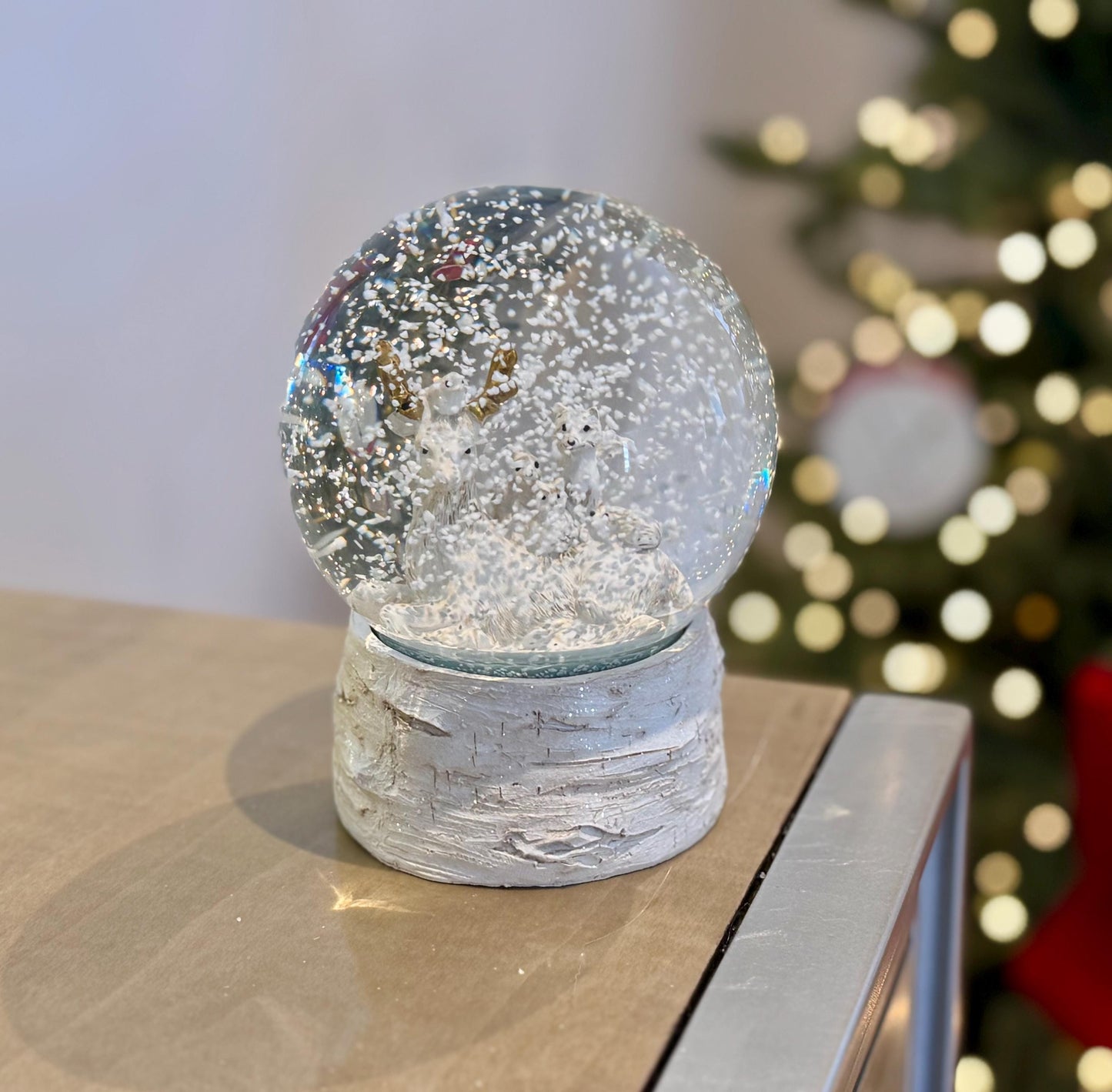 Deer & Woodland Christmas Snow Globes in various sizes - Luxury Holiday Decor