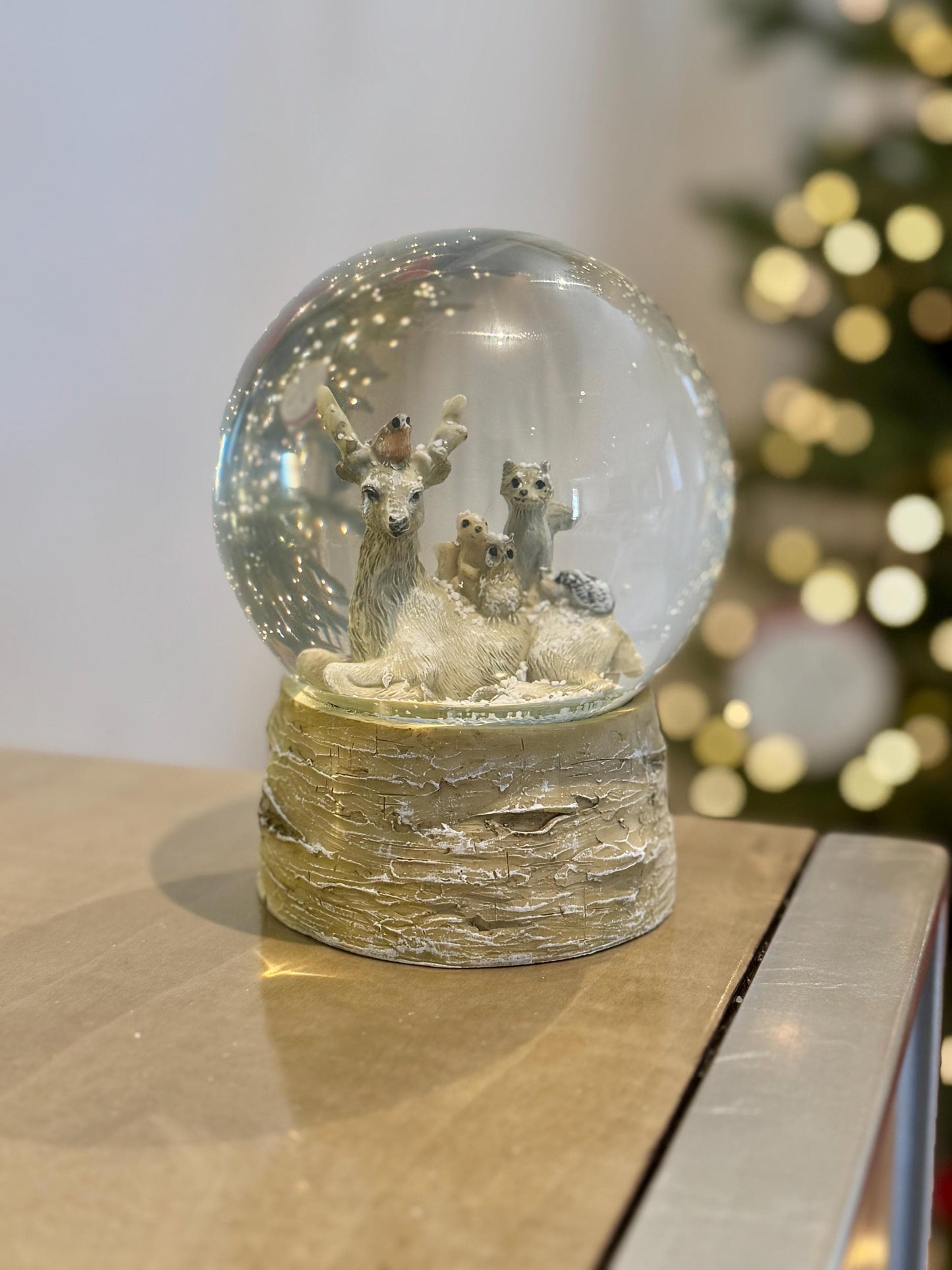 Deer & Woodland Christmas Snow Globes in various sizes - Luxury Holiday Decor