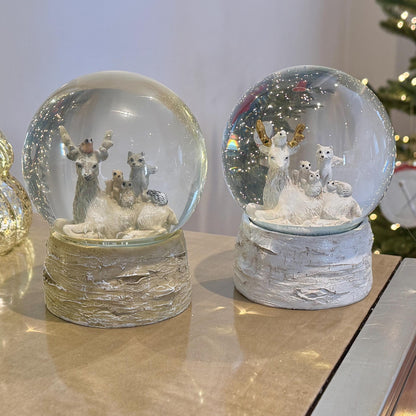 Deer & Woodland Christmas Snow Globes in various sizes – Luxury Holiday Decor