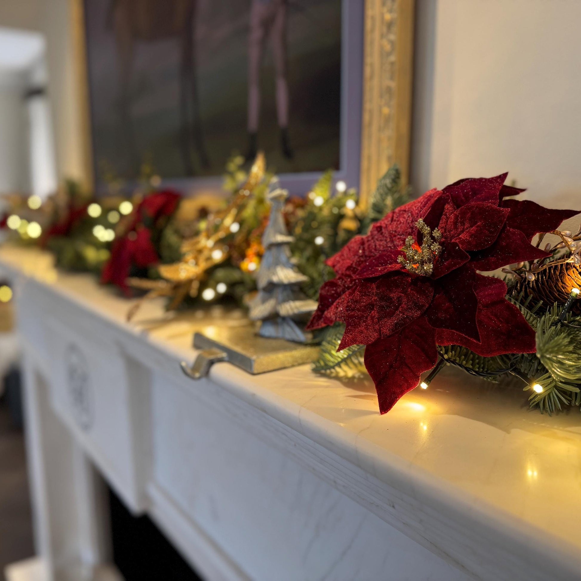 Red Velvet Poinsettia with Gold Glitter Centre