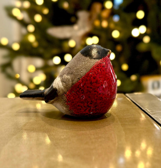 Ceramic Robin Ornament - 8cm Bird Decoration