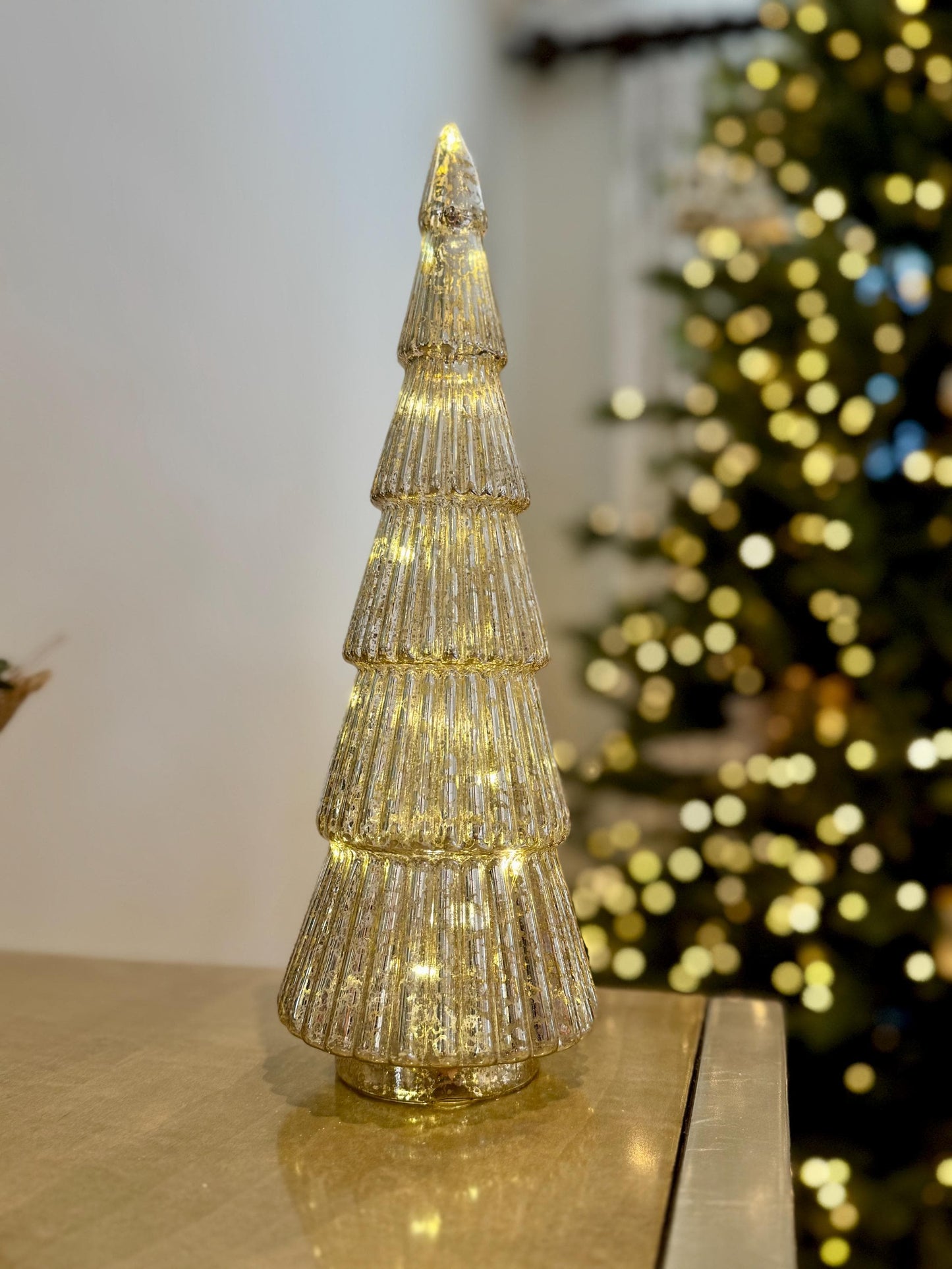 Ribbed Glass Light Up Christmas Trees - Various Sizes