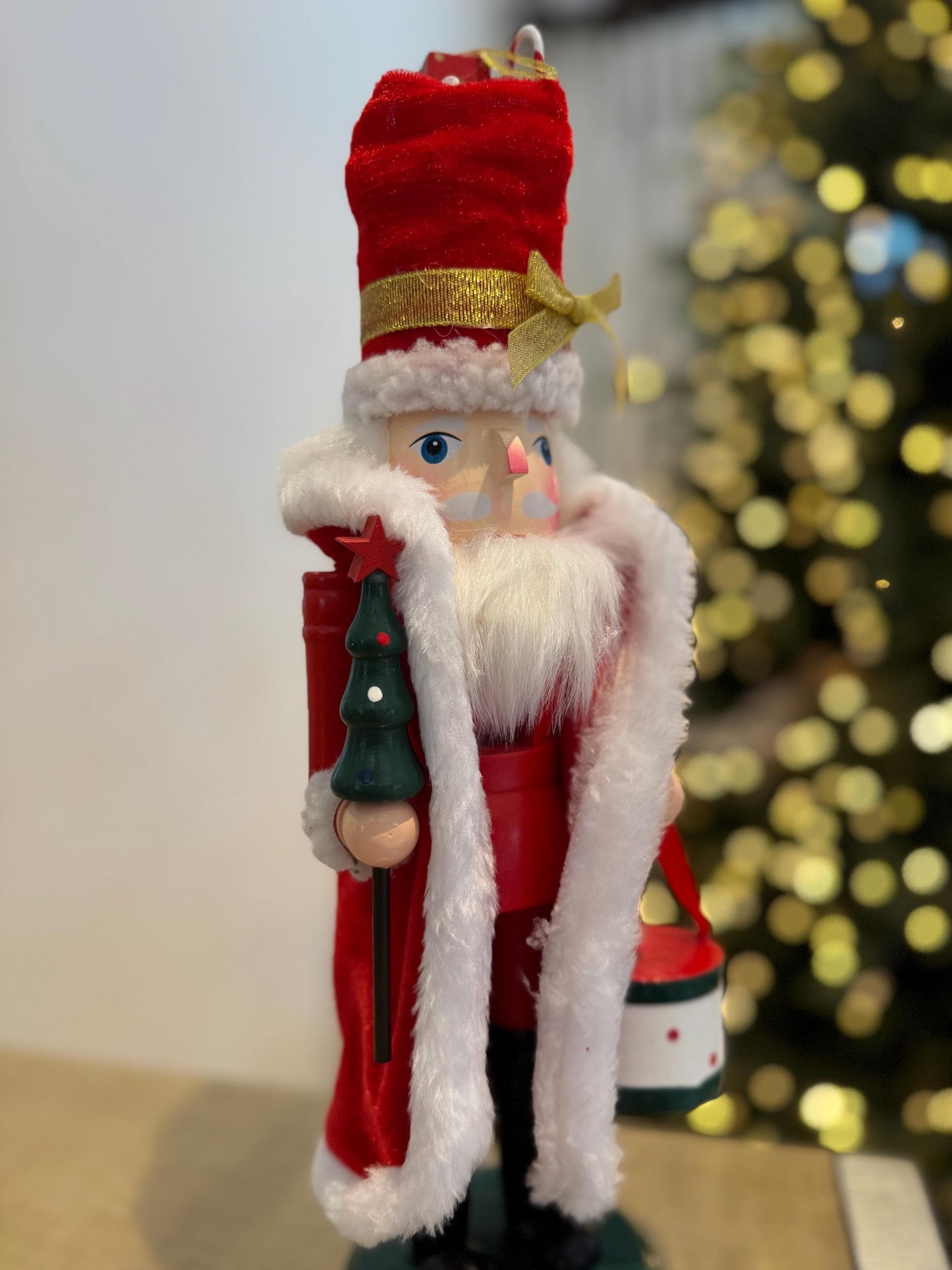 Large Hand Painted Santa Nutcracker 35cm - Traditional Christmas Decoration