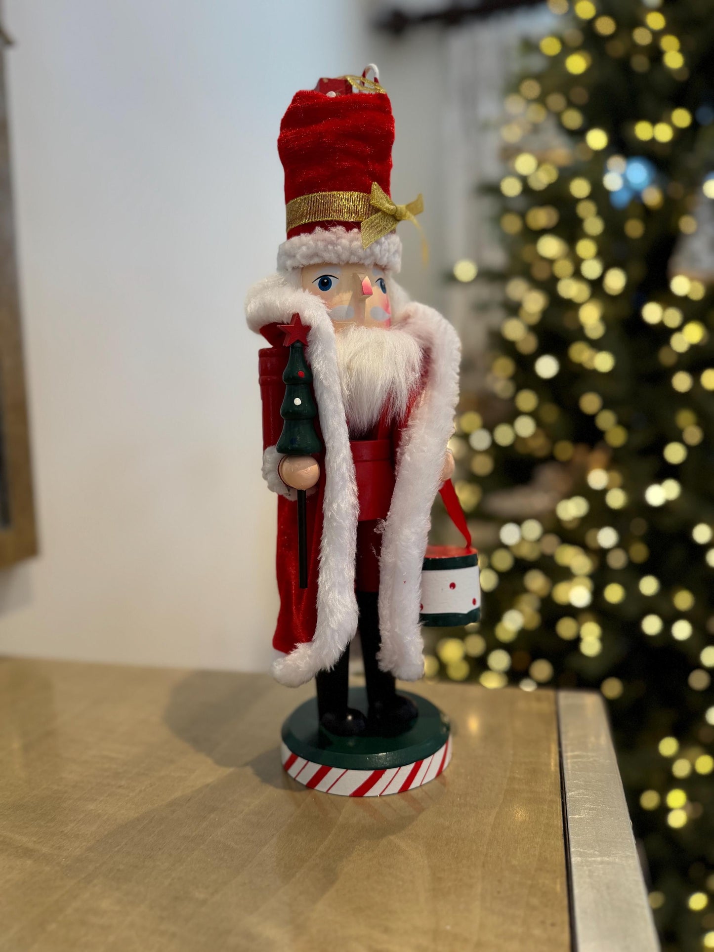 Large Hand Painted Santa Nutcracker 35cm - Traditional Christmas Decoration