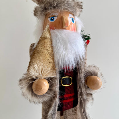 Large Hand-Painted Rustic Wizard Nutcracker 38cm – Traditional Christmas Decoration