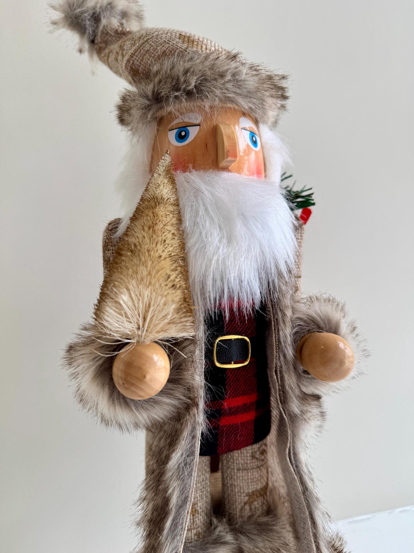 Large Hand Painted Rustic Wizard Nutcracker 38cm - Traditional Christmas Decoration