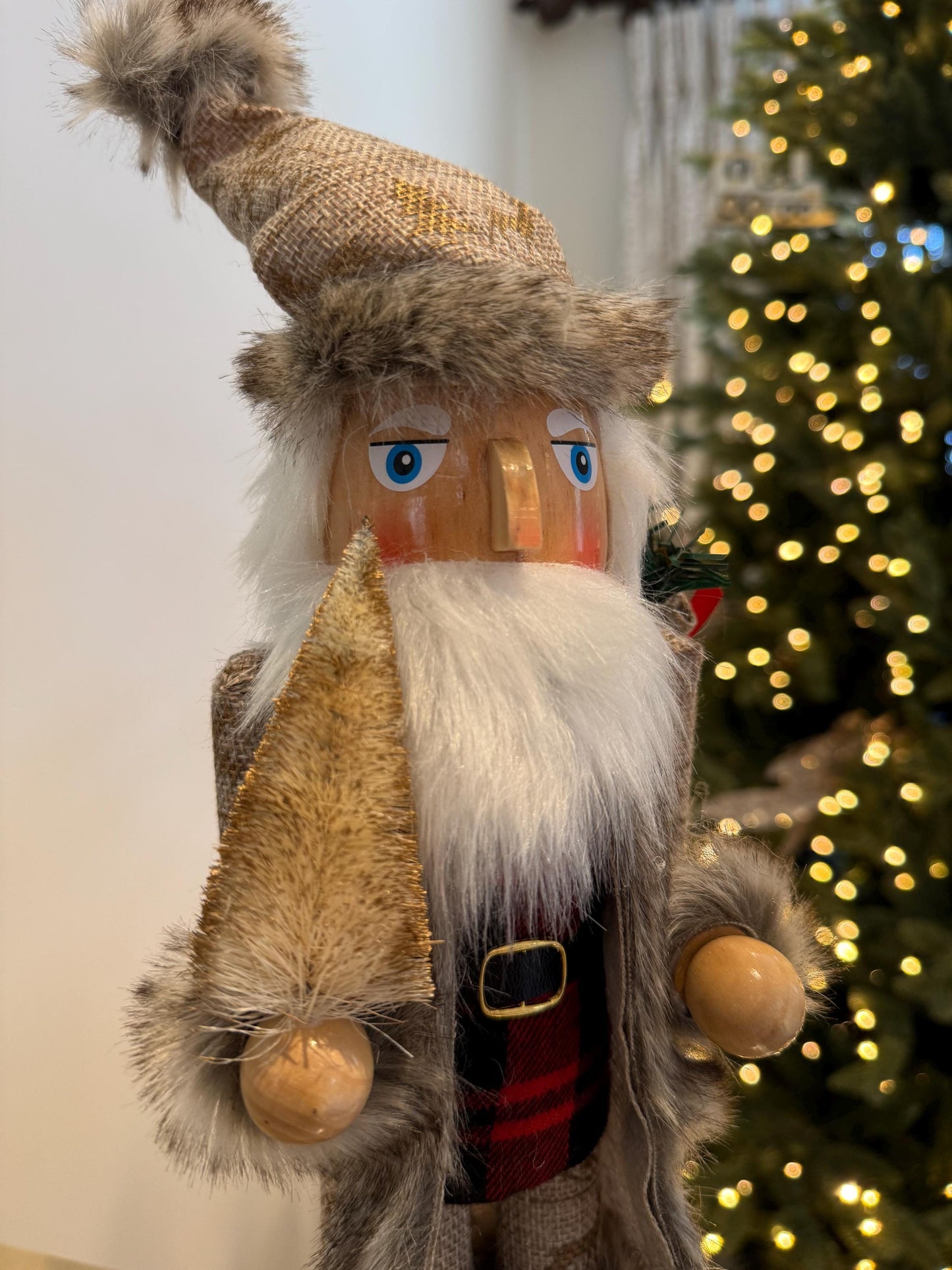 Large Hand Painted Rustic Wizard Nutcracker 38cm - Traditional Christmas Decoration