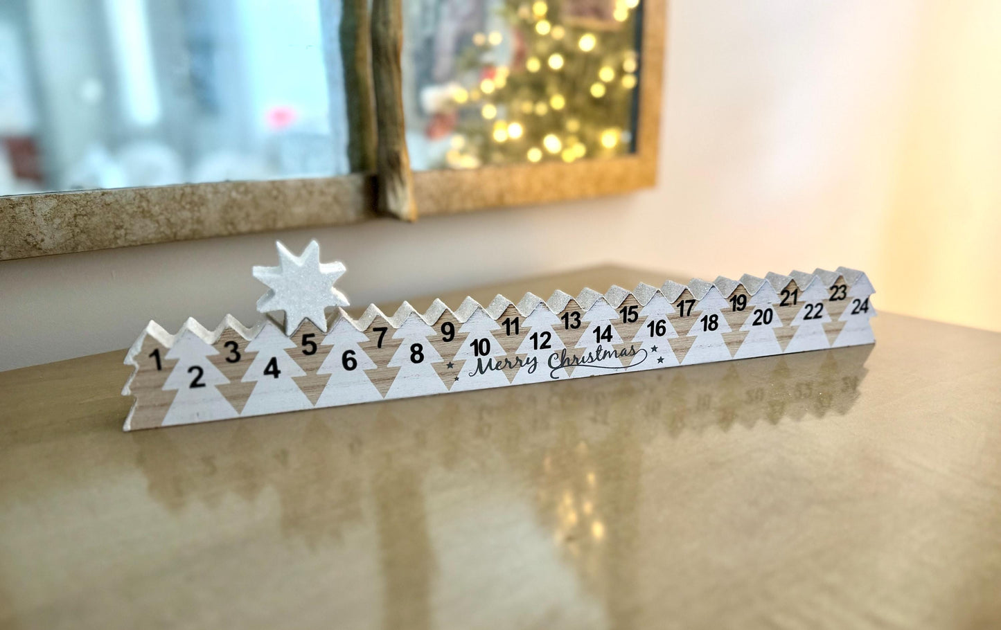 Wooden Advent Calendar with Rolling Star