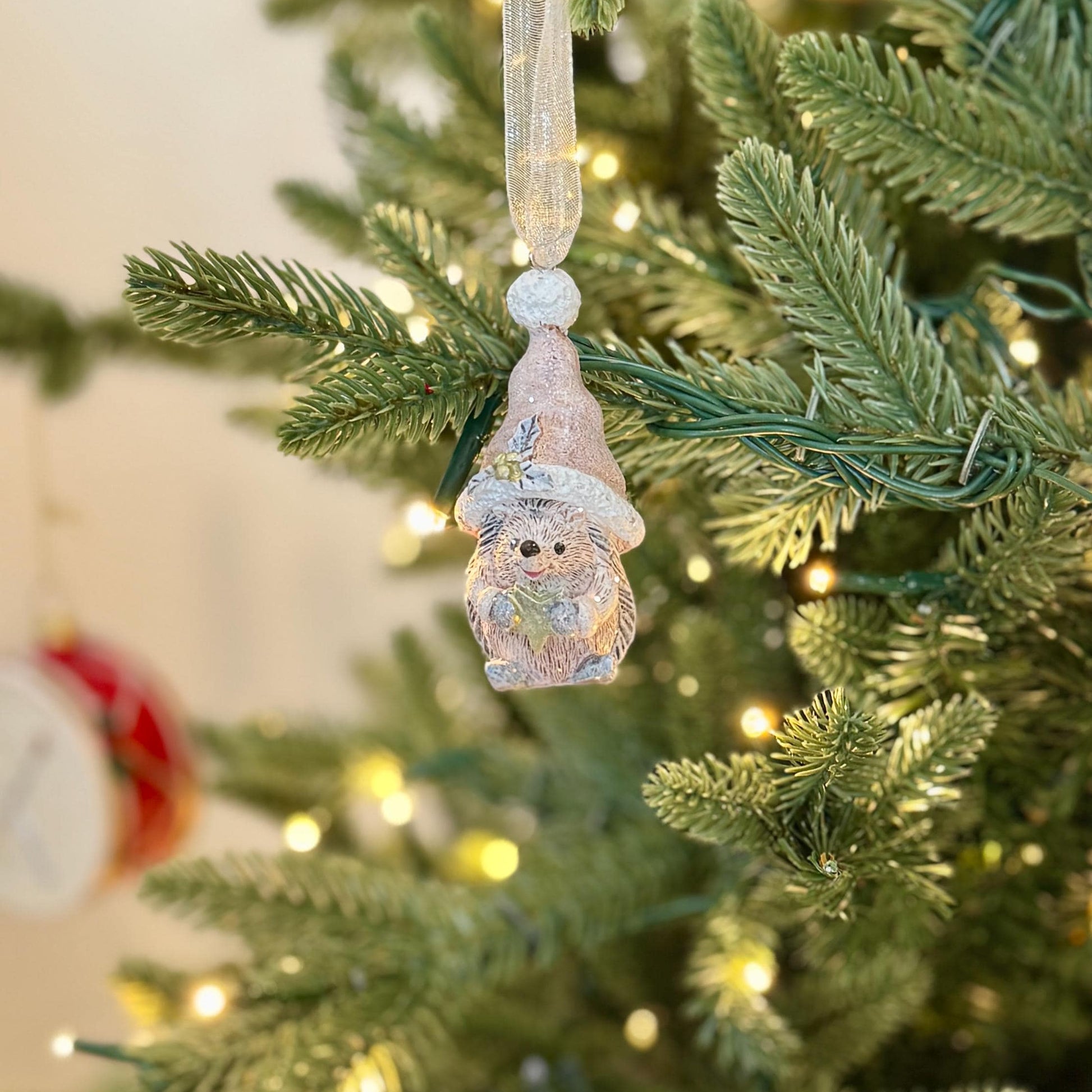 Mini Glitter Hedgehog Christmas Bauble