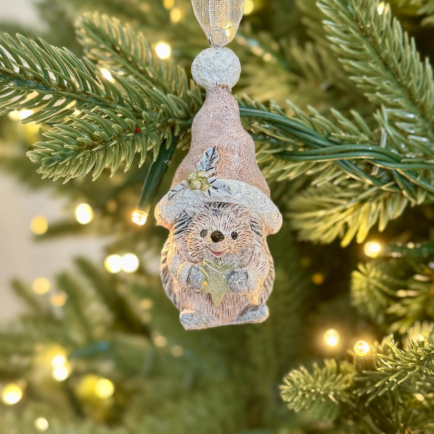 Mini Glitter Hedgehog Christmas Bauble