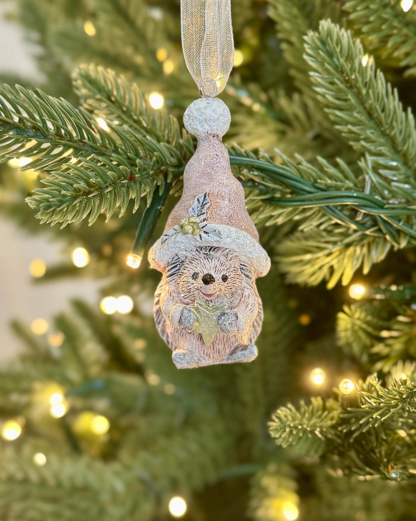 Mini Glitter Hedgehog Christmas Bauble