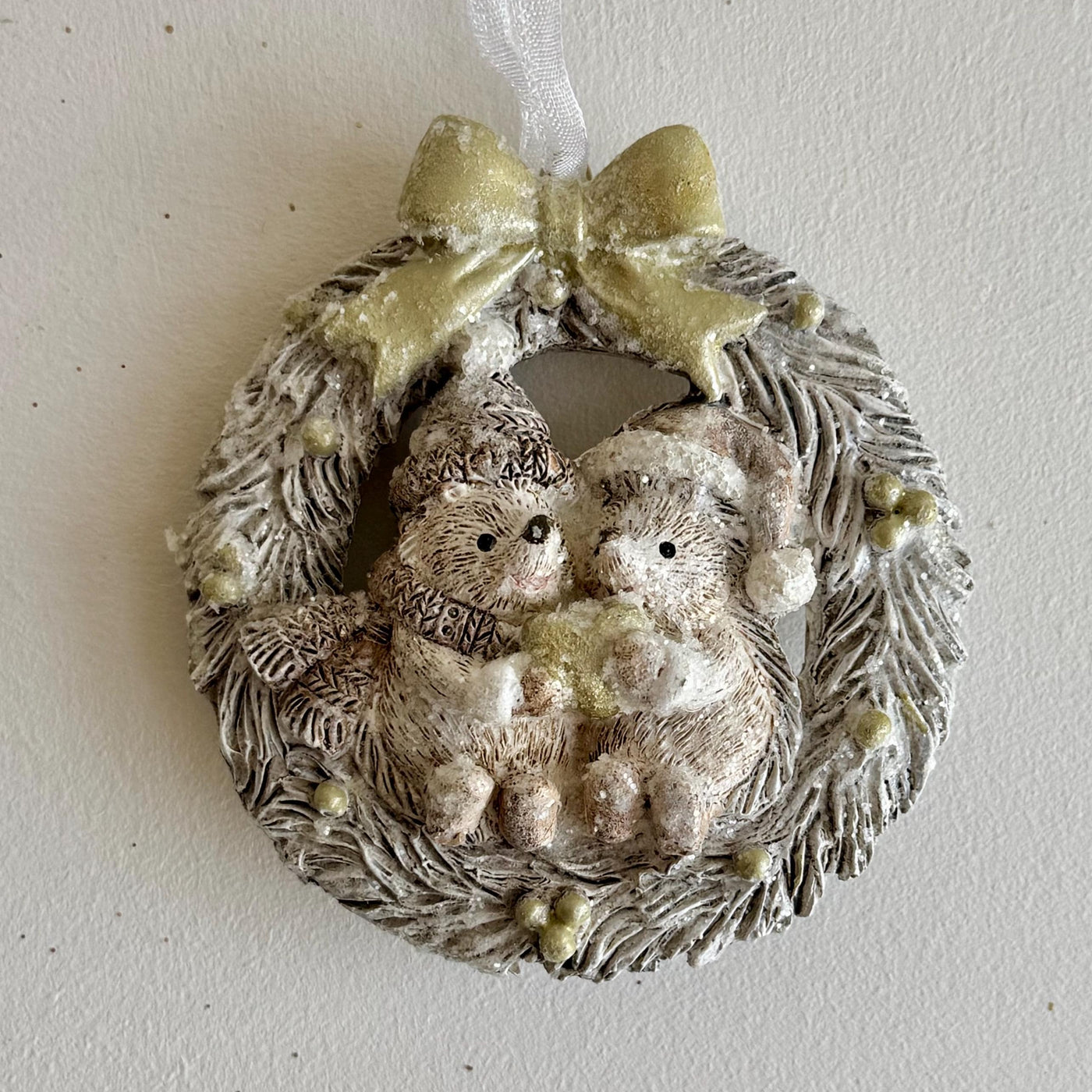 Hedgehog Wreath Christmas Bauble