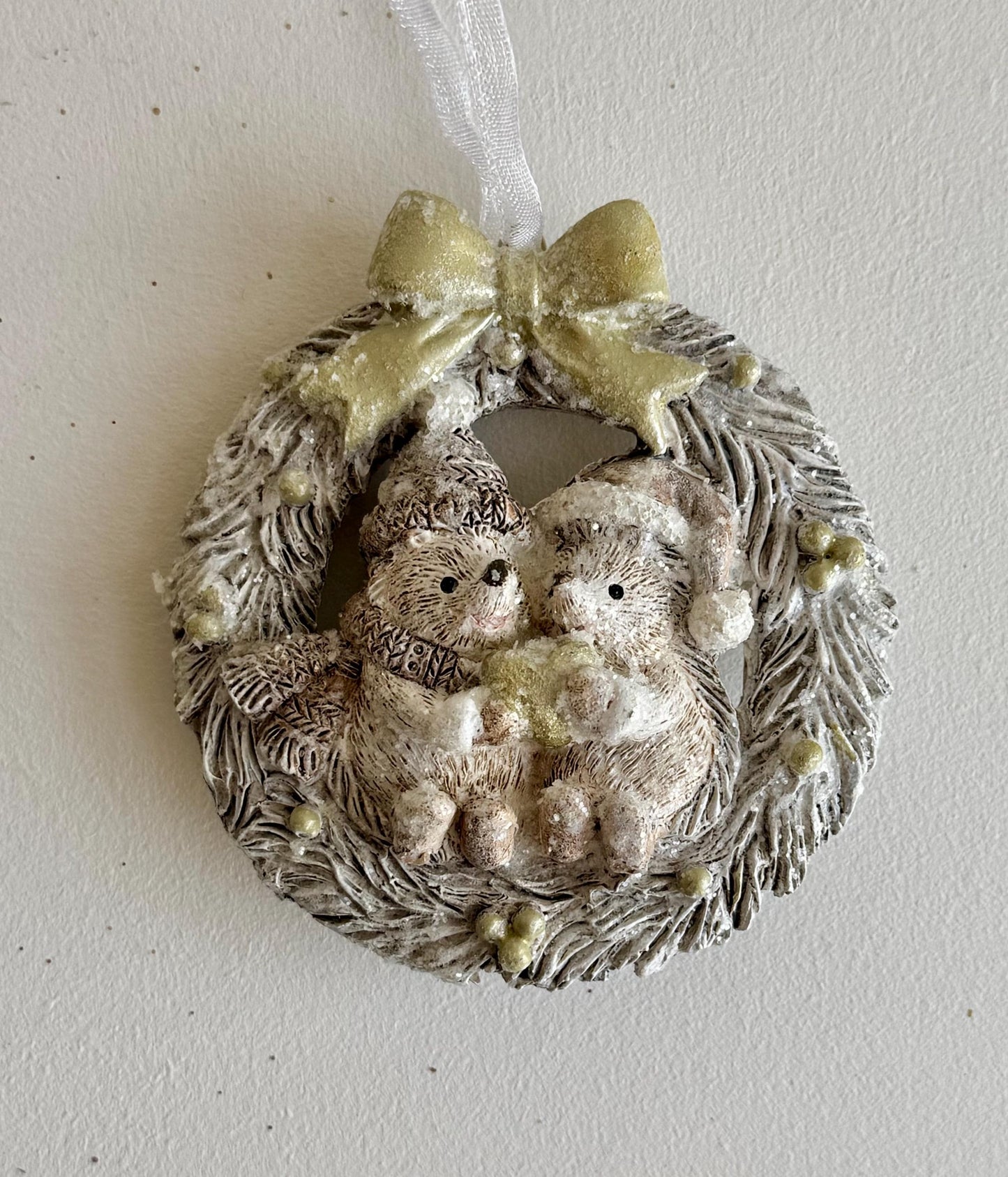 Hedgehog Wreath Christmas Bauble