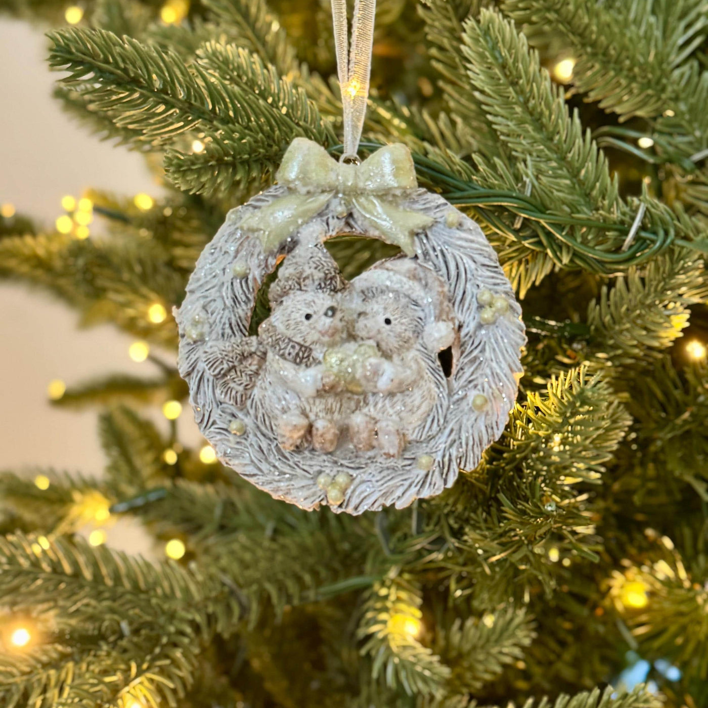 Hedgehog Wreath Christmas Bauble