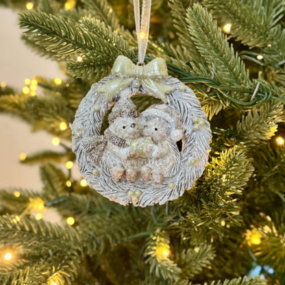 Hedgehog Wreath Christmas Bauble