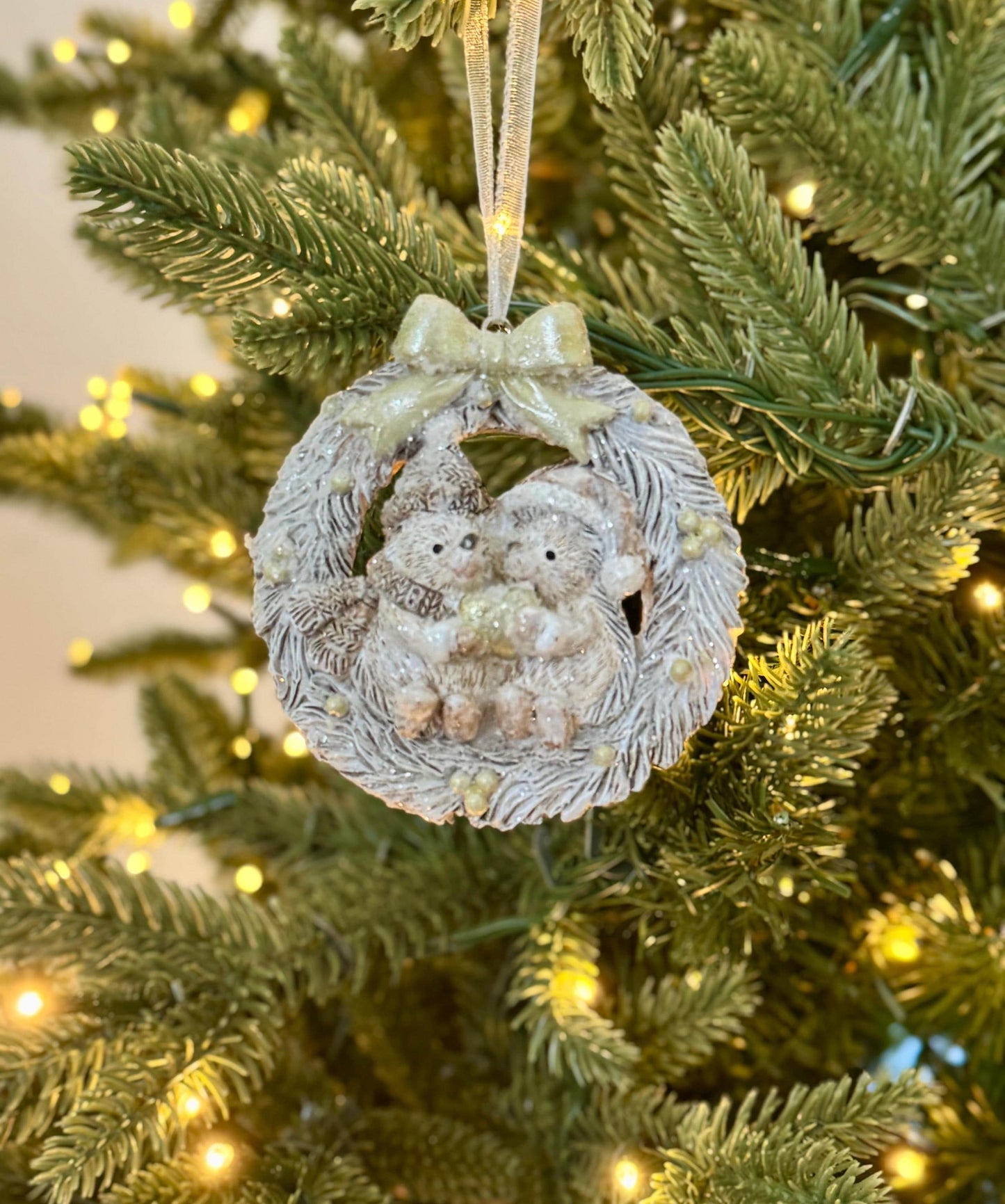 Hedgehog Wreath Christmas Bauble