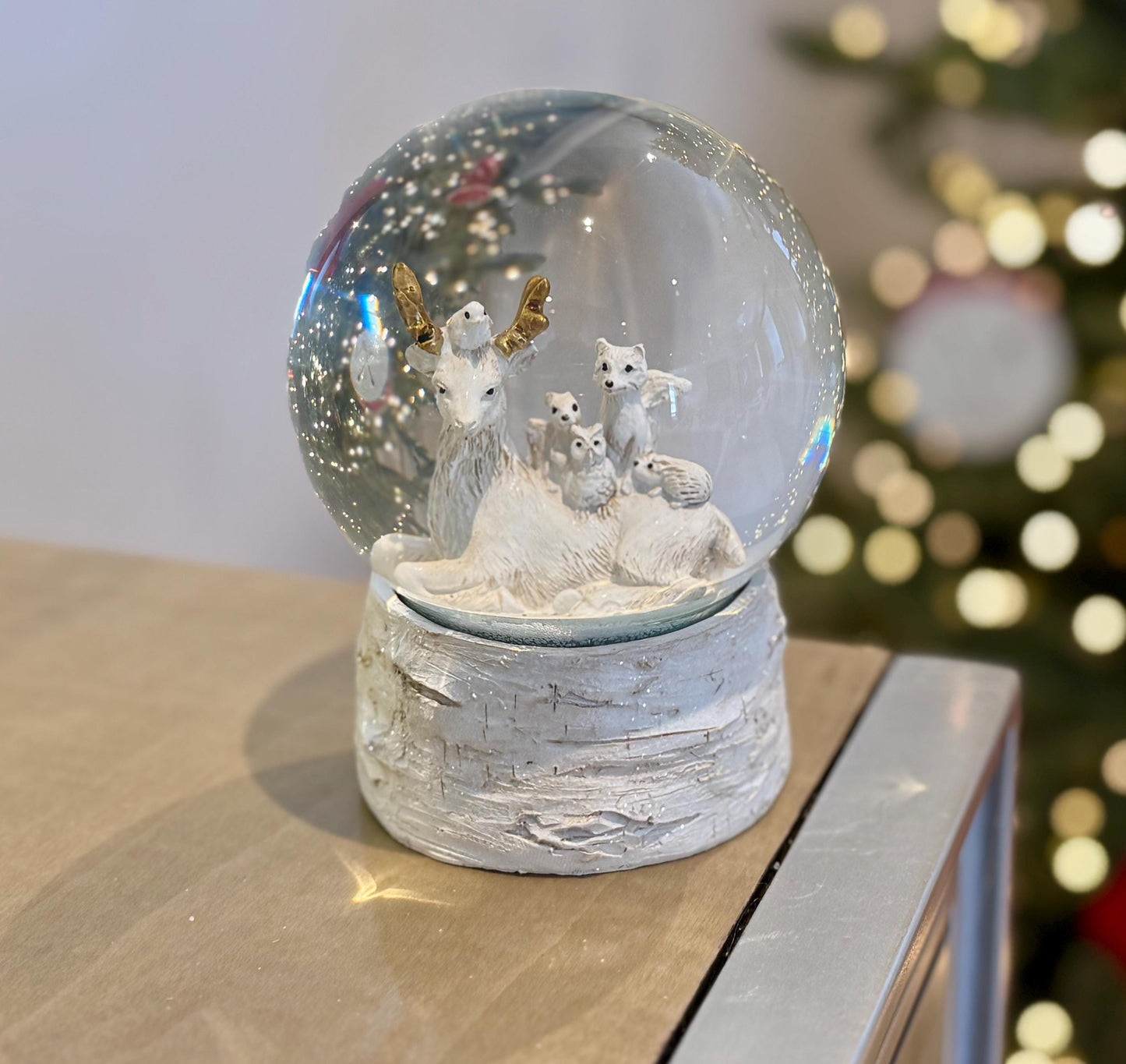 Deer & Woodland Christmas Snow Globes in various sizes - Luxury Holiday Decor