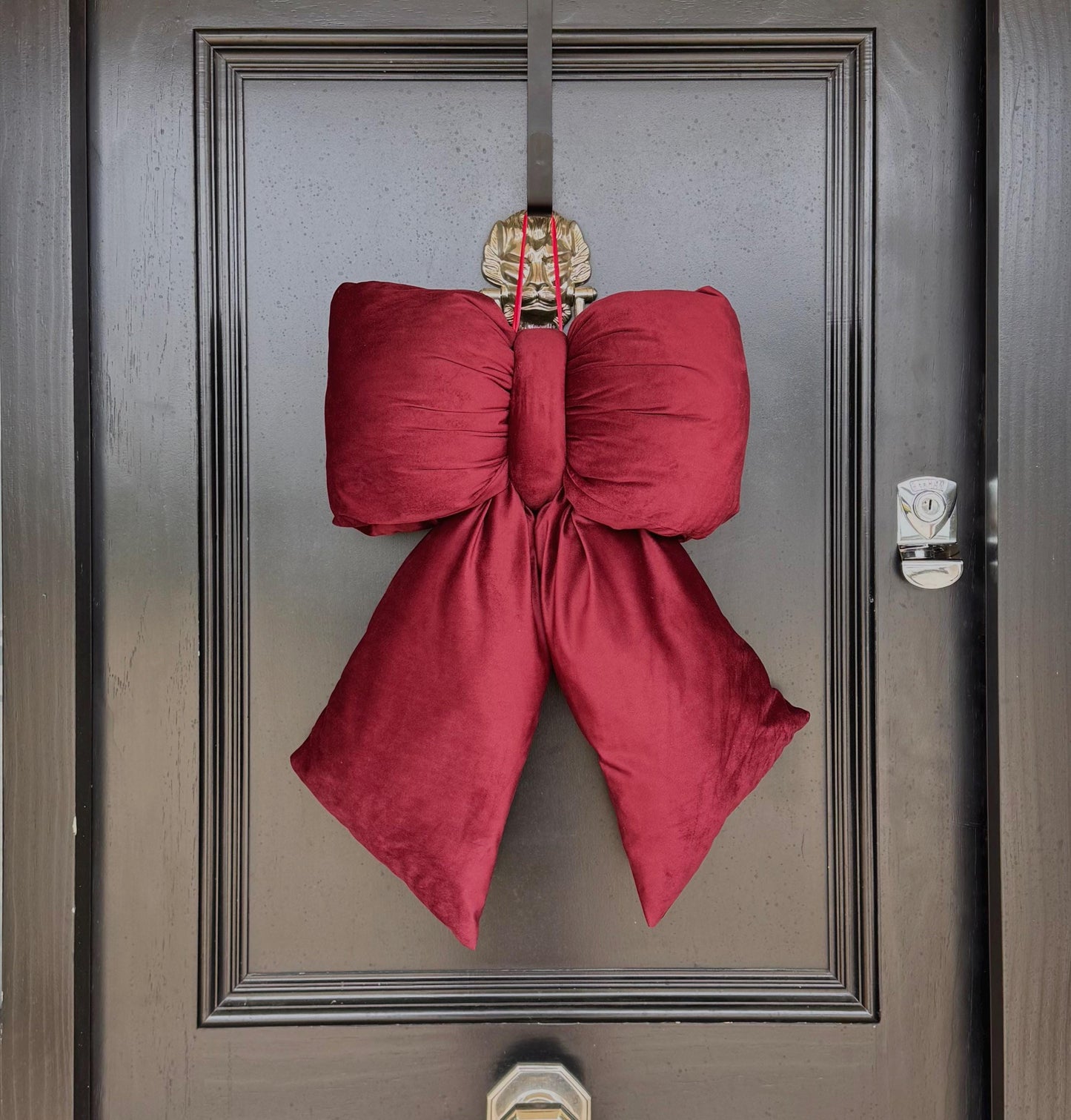Maroon Red Velvet Plush Bow: Burgundy Door, Tree & Christmas Decor