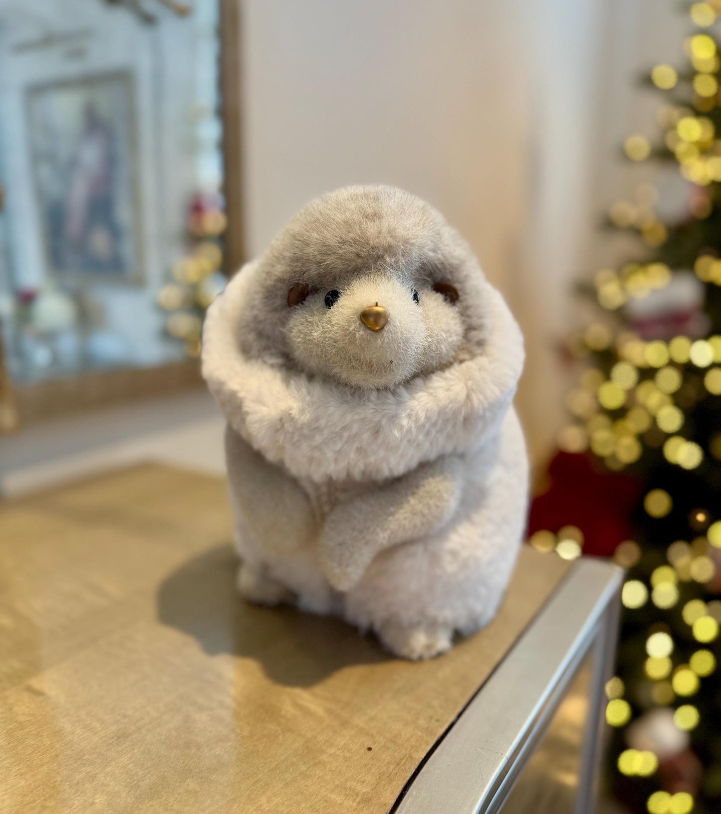 Soft Faux Fur Hedgehog Ornament - Woodland Christmas Decor