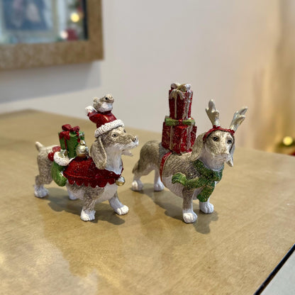 Dachshund Christmas Ornament – Resin Sausage Dog with Gifts