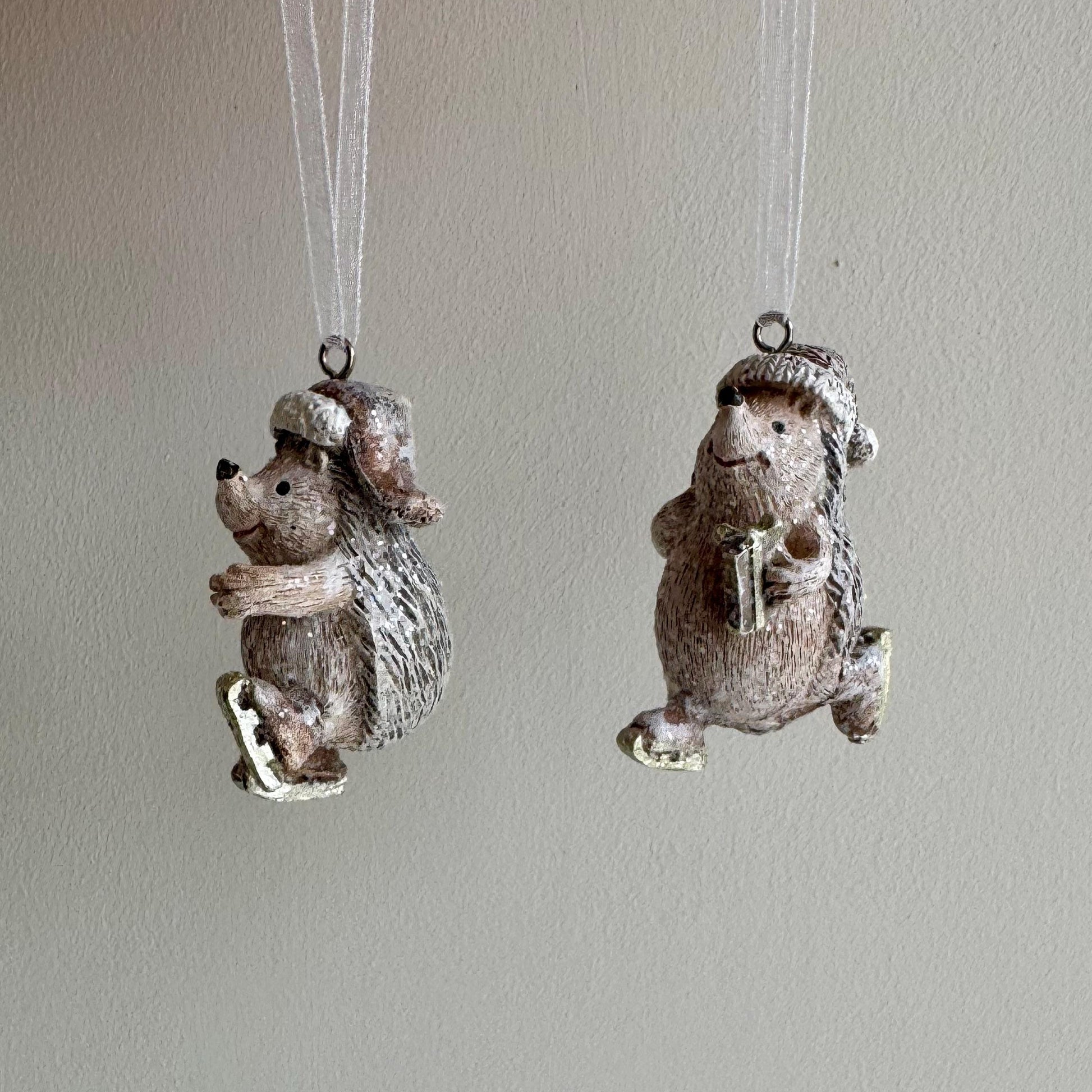 Mini Hedgehog Christmas Baubles – Woodland Hedgehog Tree Decorations