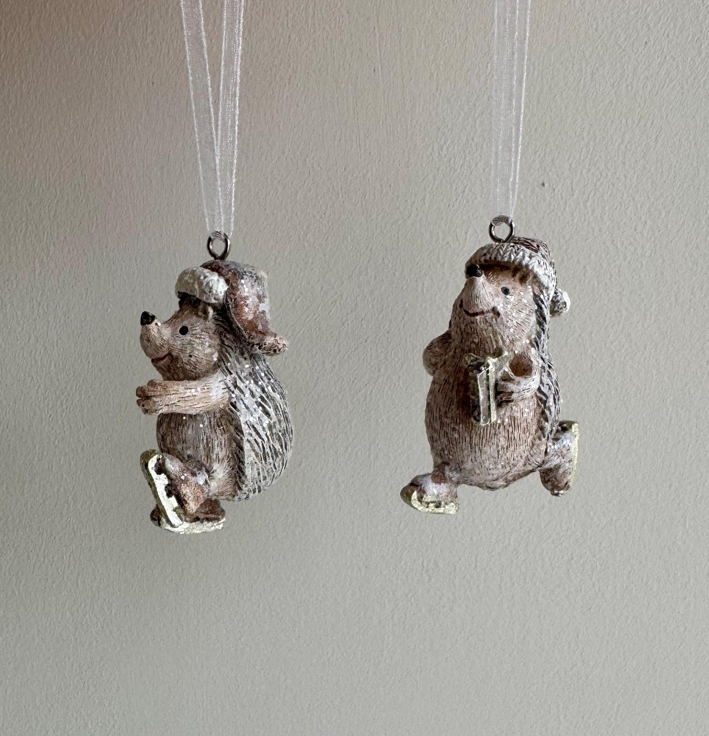 Mini Hedgehog Christmas Baubles - Woodland Hedgehog Tree Decorations