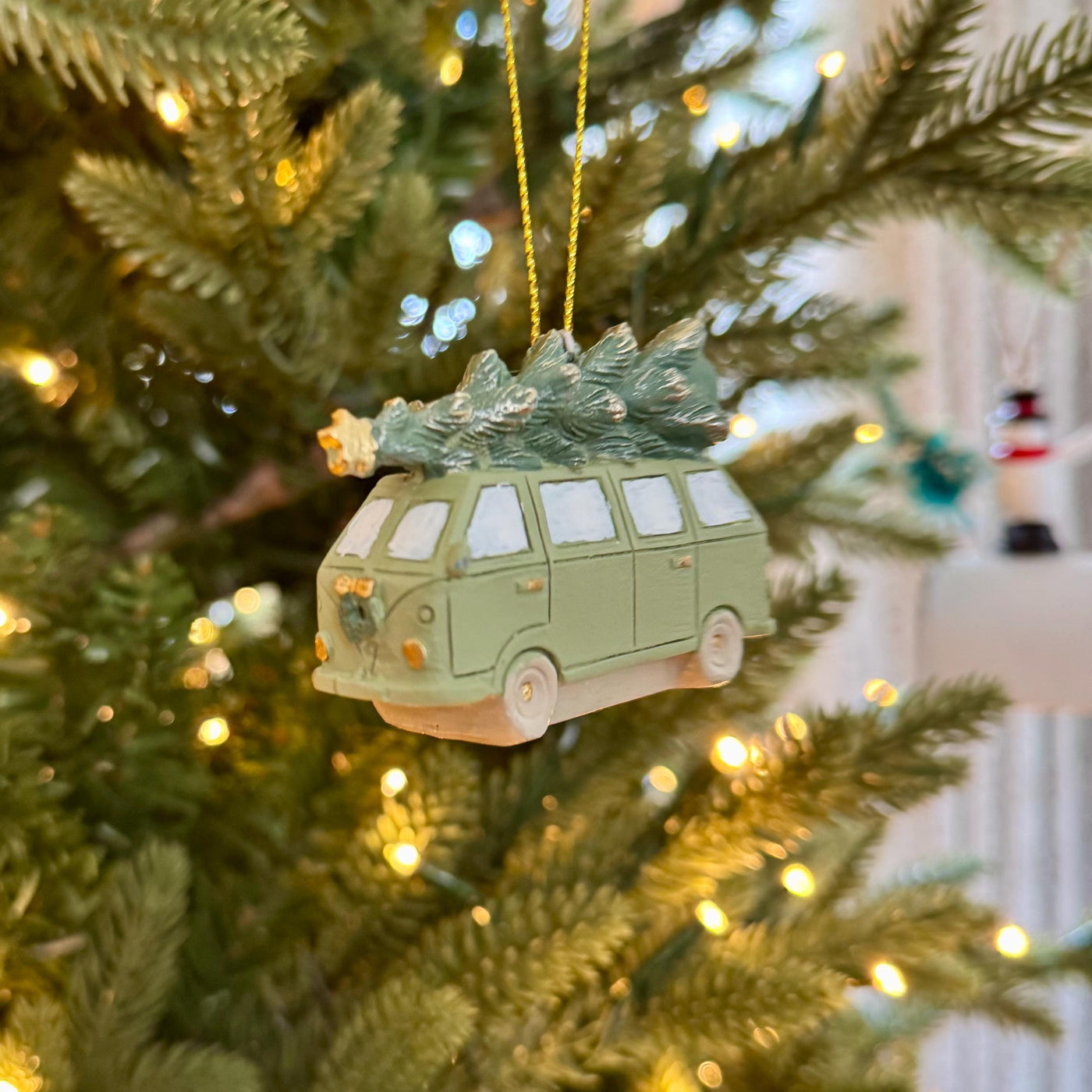 Sage Green Camper Van Christmas Bauble
