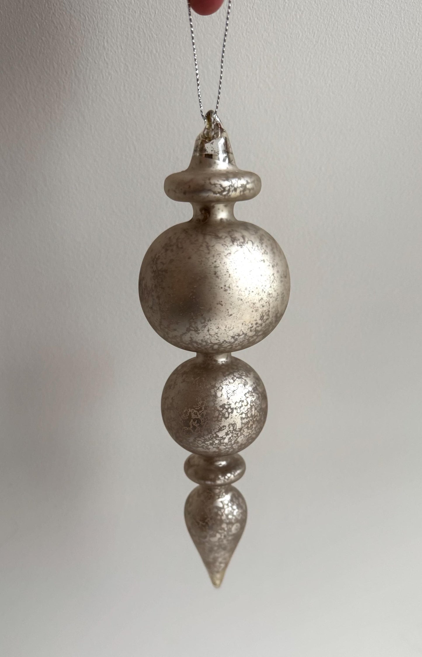 Champagne Mottled Glass Finial Bauble - Luxury Handmade Christmas Ornament