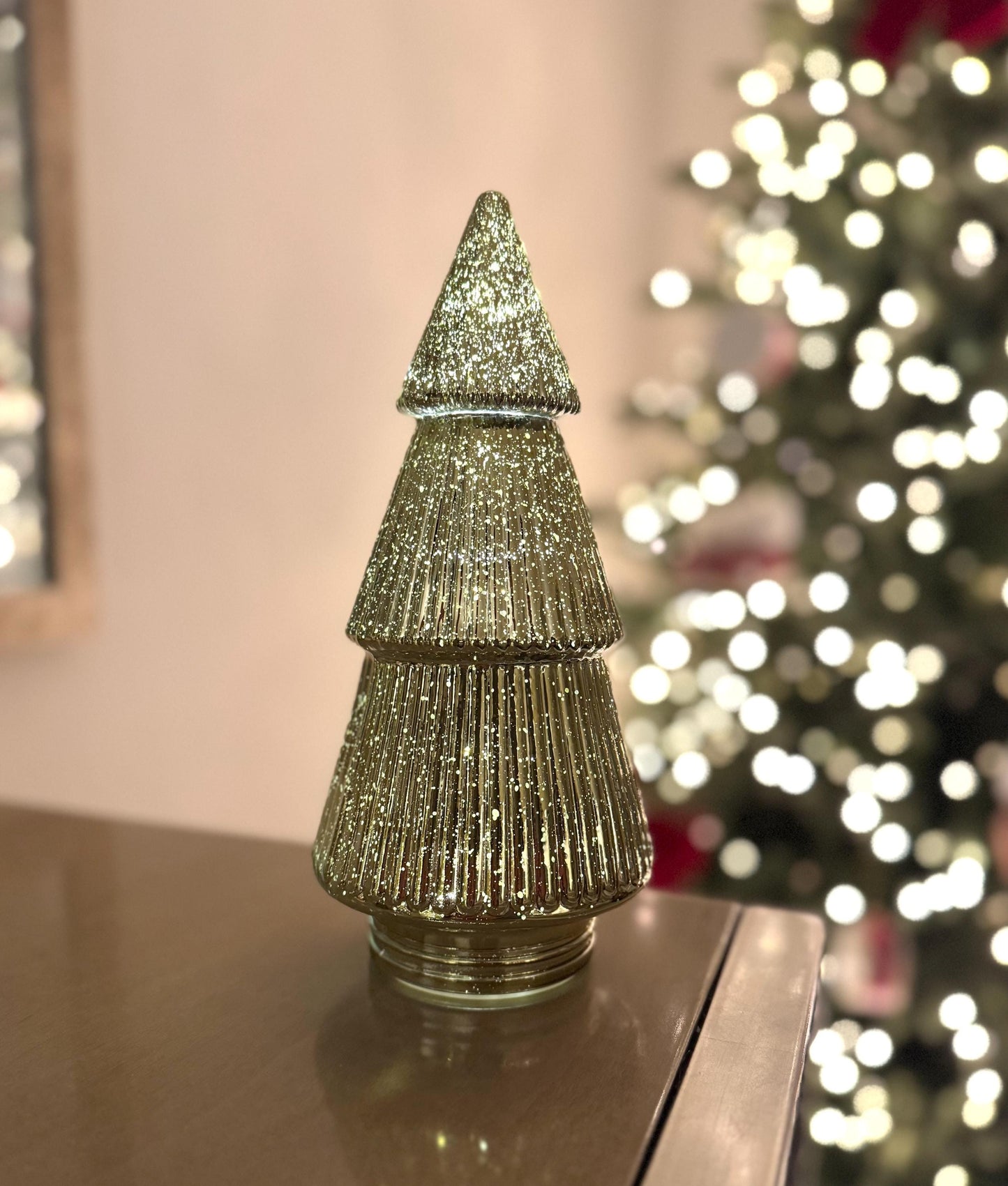 Light-Up Ribbed Glass Christmas Tree in Various Colours