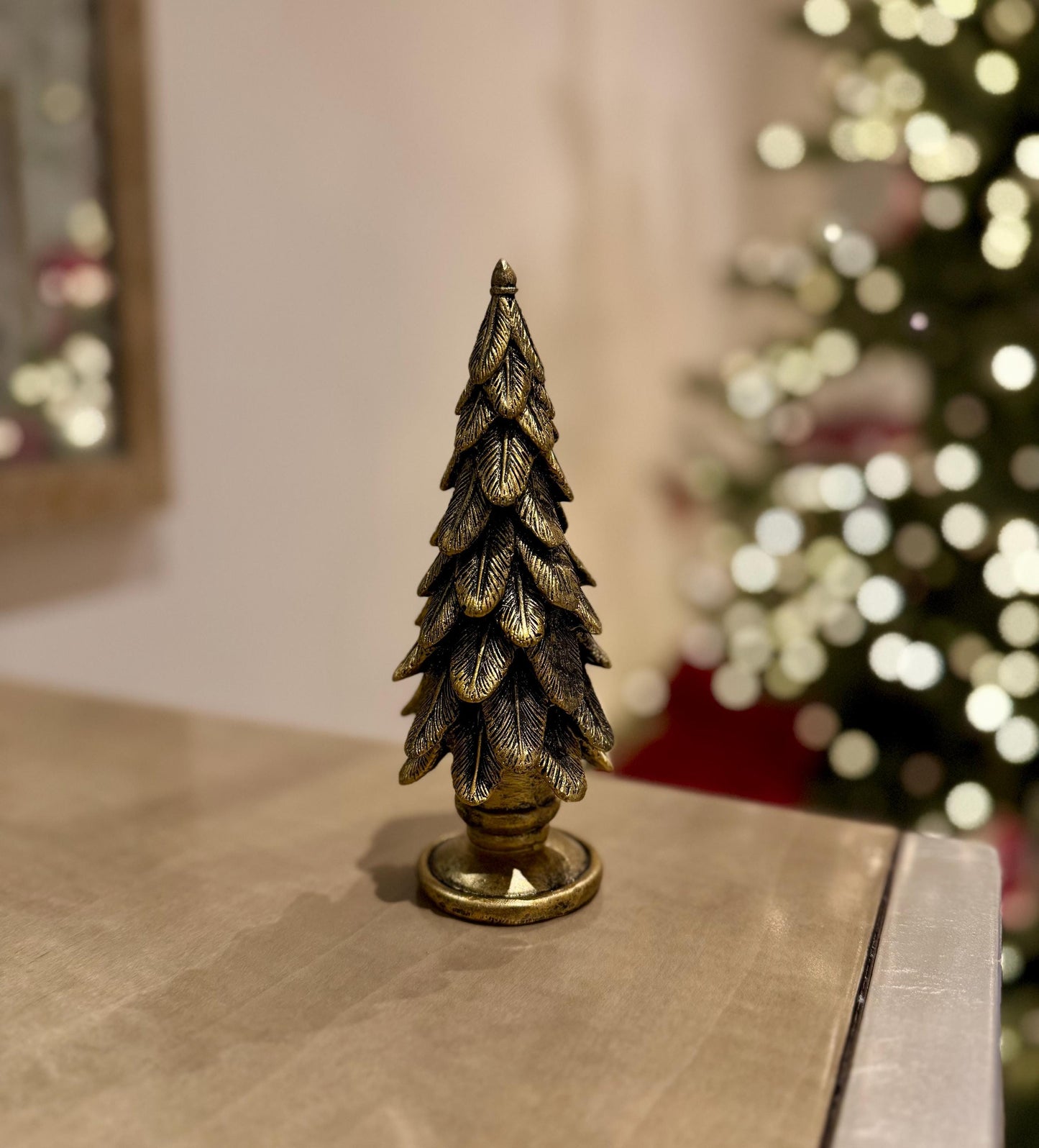 Mini Antique Gold Christmas Tree Ornament - Handmade festive decor