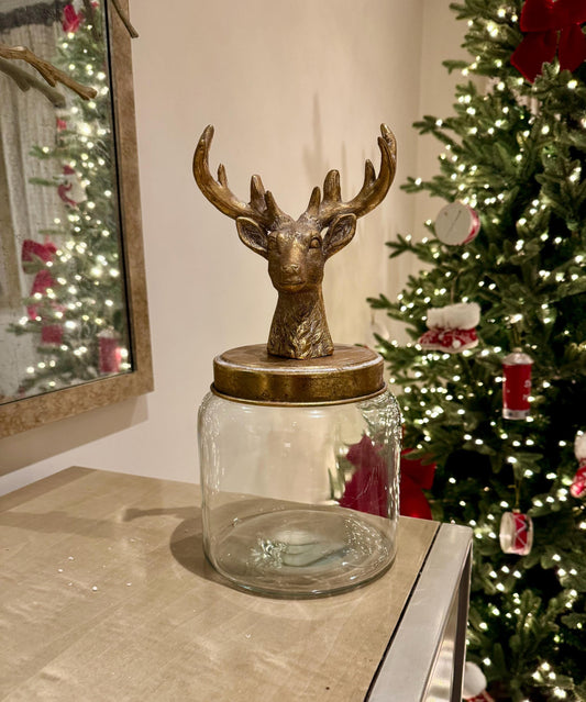 Stag Head Glass Jar
