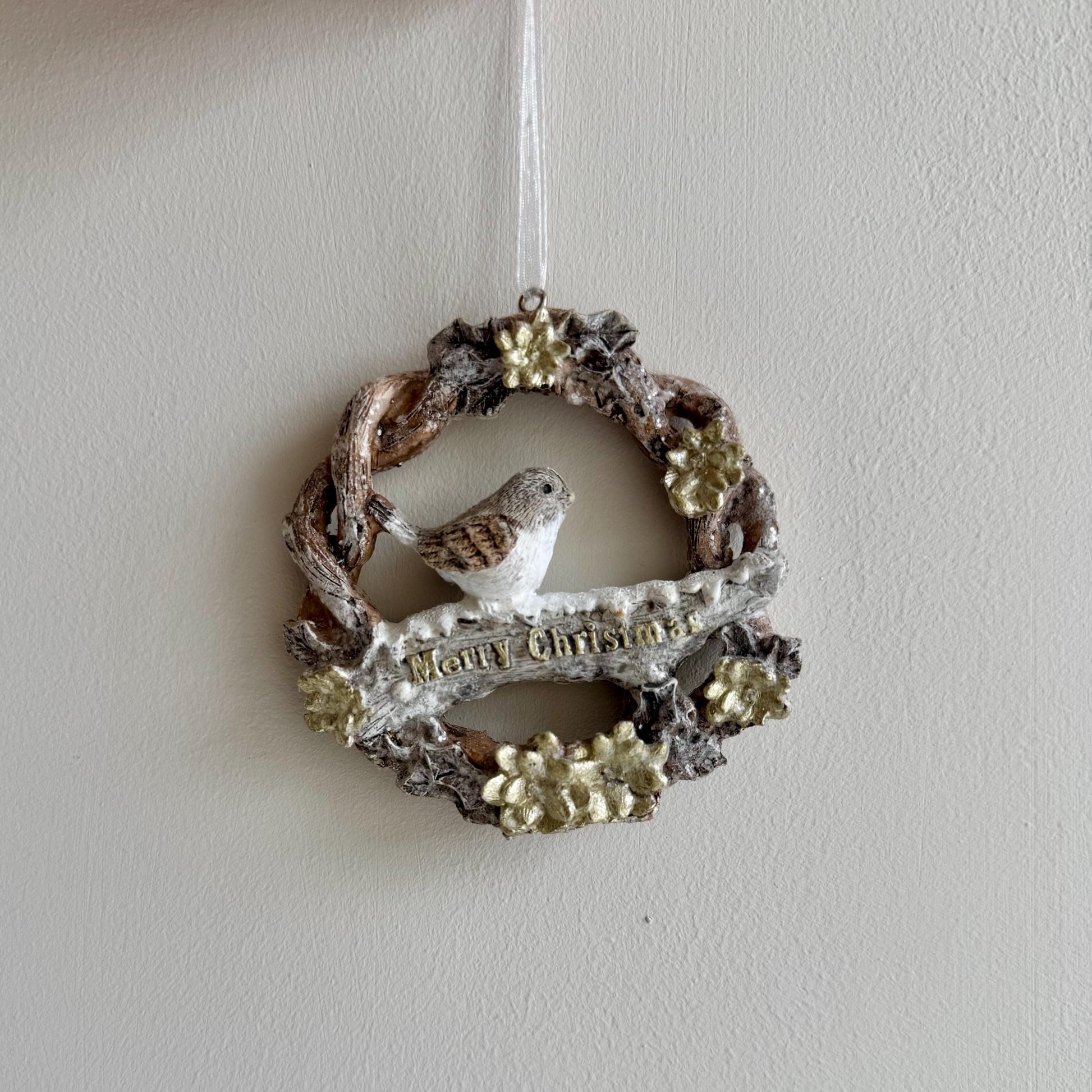 Robin Wreath Christmas Bauble – Glitter Woodland Ornament