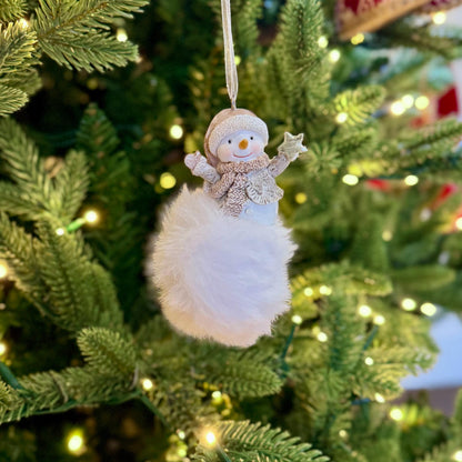 Fluffy Snowman Pom Pom Christmas Bauble Ornament