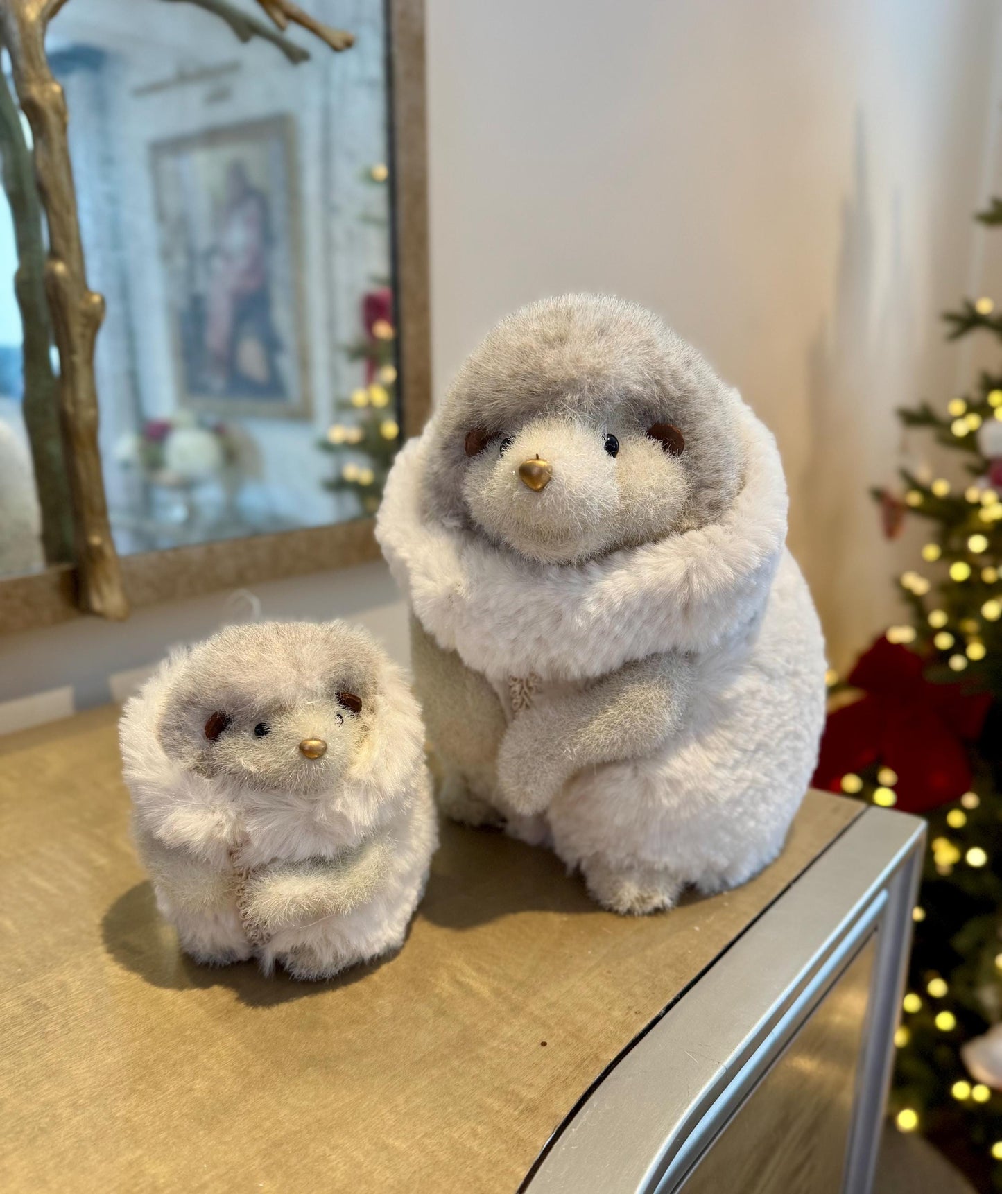 Soft Faux Fur Hedgehog Ornament - Woodland Christmas Decor