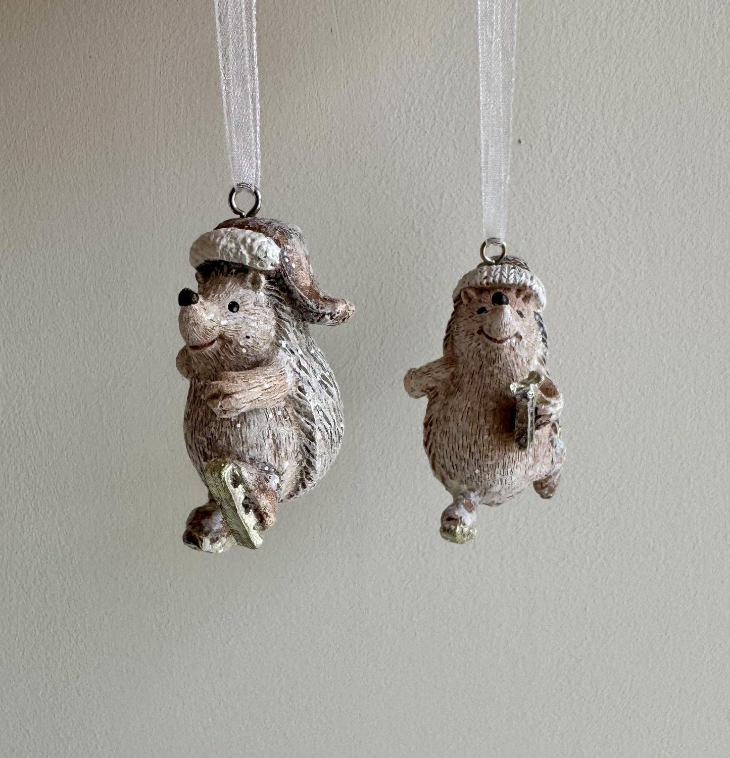 Mini Hedgehog Christmas Baubles - Woodland Hedgehog Tree Decorations