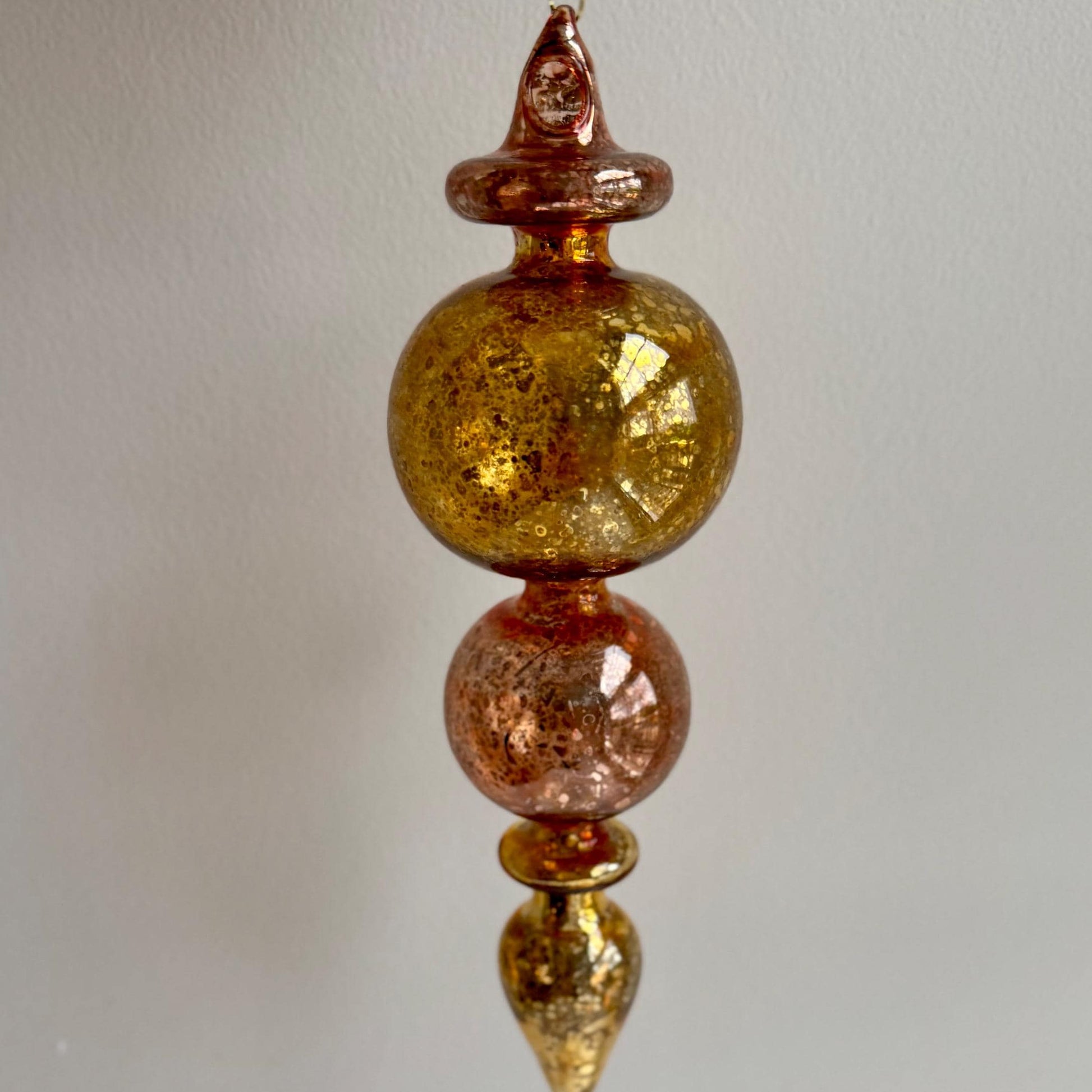 Gold & Rose Gold Glass Finial Bauble – Luxury Handmade Christmas Ornament