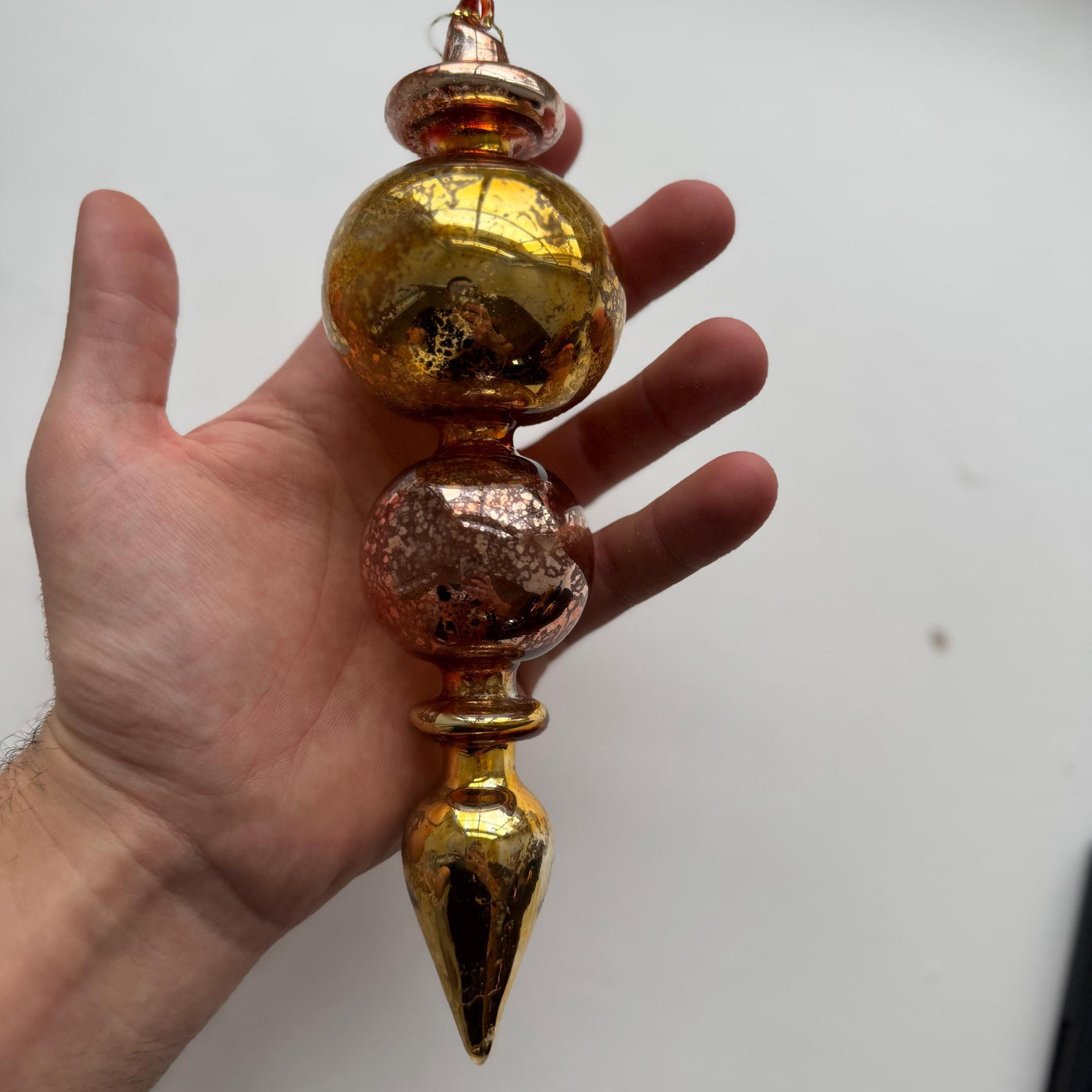 Gold & Rose Gold Glass Finial Bauble – Luxury Handmade Christmas Ornament