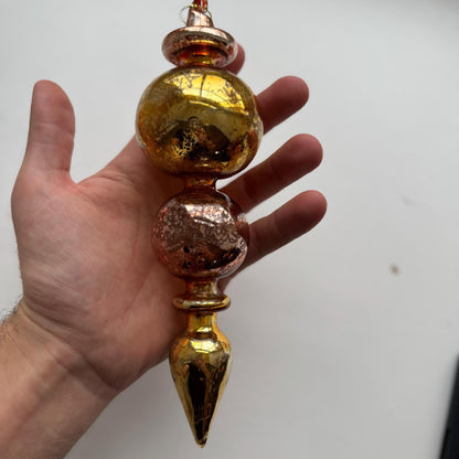 Gold & Rose Gold Glass Finial Bauble – Luxury Handmade Christmas Ornament