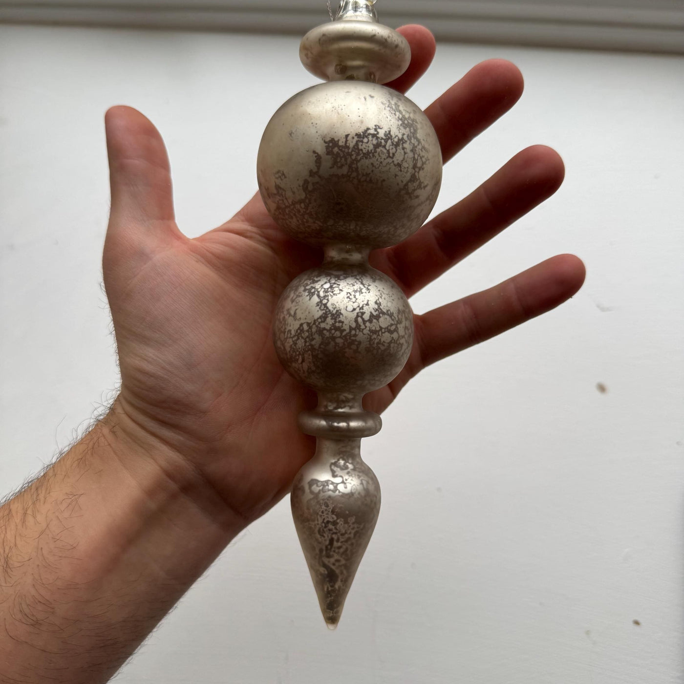Champagne Mottled Glass Finial Bauble – Luxury Handmade Christmas Ornament